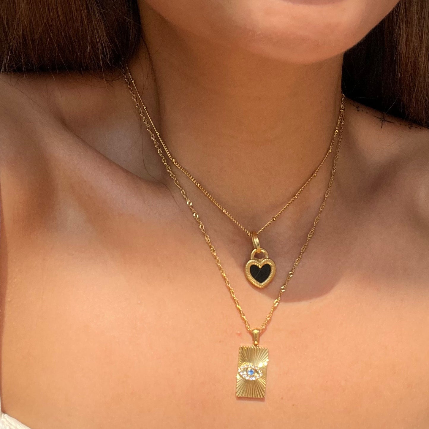 Kuro - Collana con Ciondolo Cuore Oro Rigato