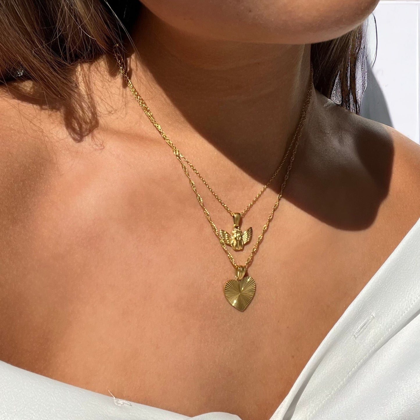 Kokoro - Collana Donna con Ciondolo Cuore Oro Raggiato