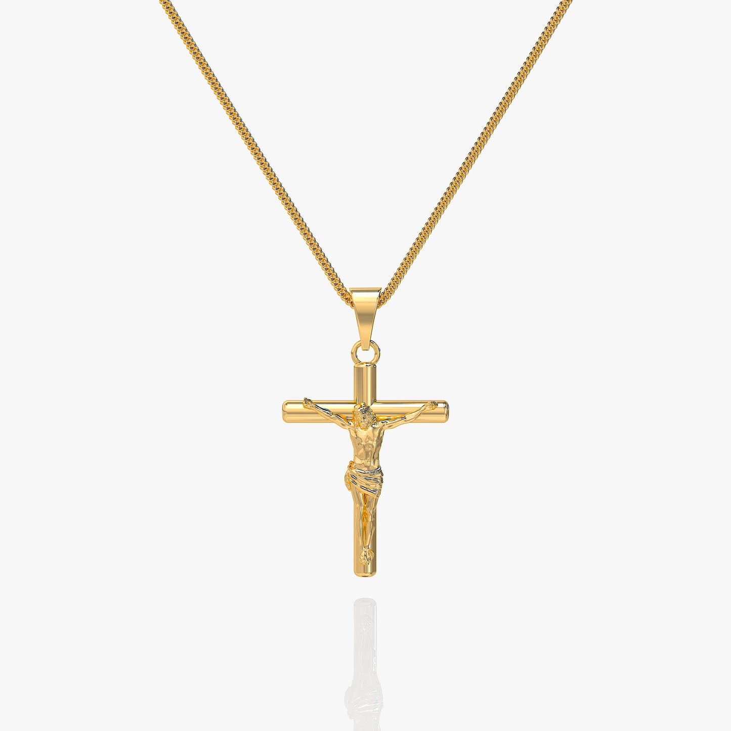 Tsunagari - Collana Crocifisso Acciaio Figura Sacra 4MM