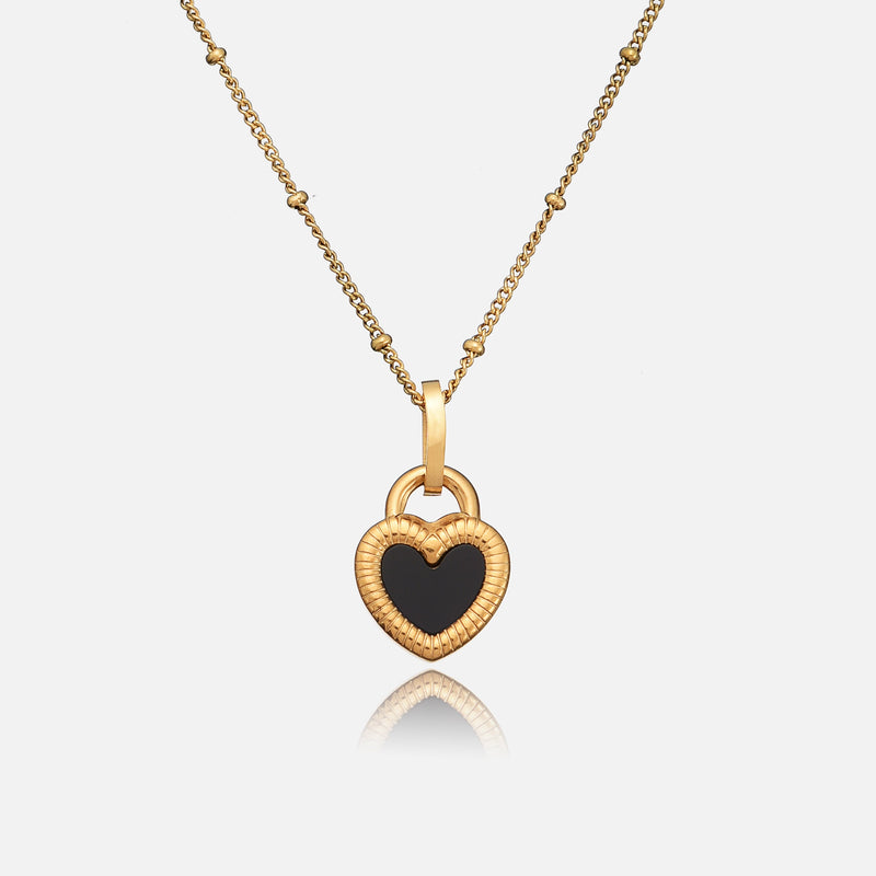Kuro - Collana con Ciondolo Cuore Oro Rigato