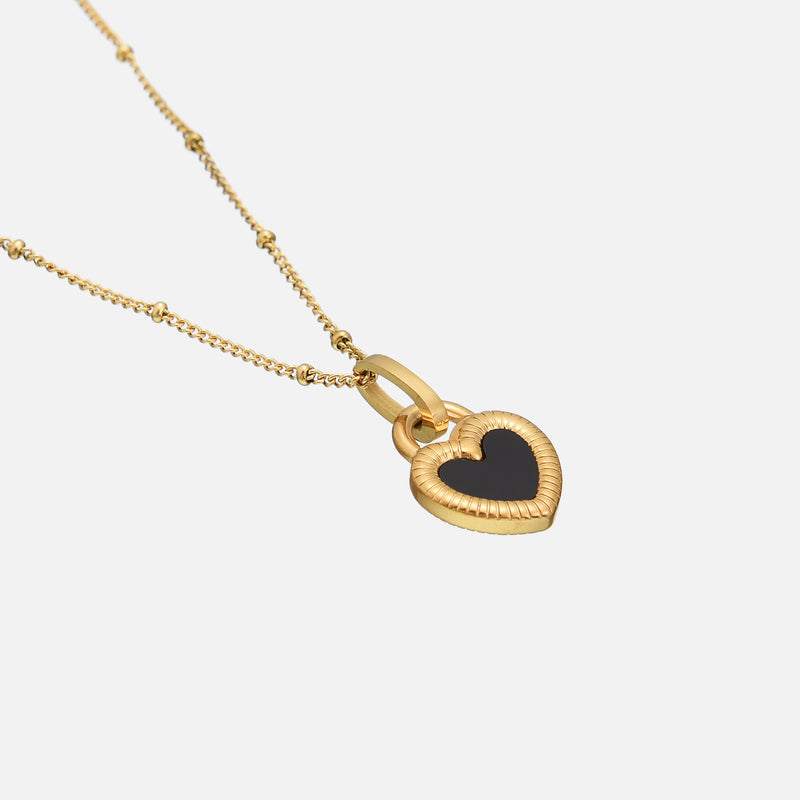 Kuro - Collana con Ciondolo Cuore Oro Rigato