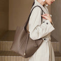 Yuki - Textured Genuine Leather Shoulder Bag