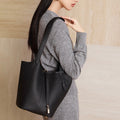 Yuki - Textured Genuine Leather Shoulder Bag