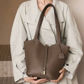 Yuki - Textured Genuine Leather Shoulder Bag