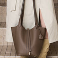 Yuki - Textured Genuine Leather Shoulder Bag
