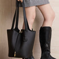 Yuki - Textured Genuine Leather Shoulder Bag